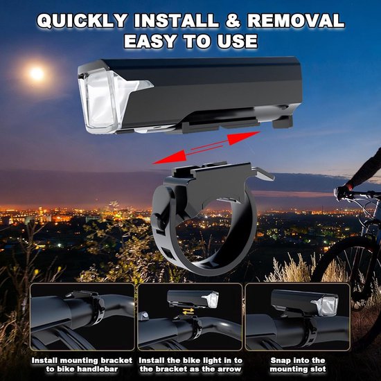 Fietslamp - Fietsverlichting Oplaadbaar - LED Fiets Voorlicht USB - Koplamp Fiets met Batterijdisplay - Nacht Sensor - IPX4 - 1500 mAh — afbeelding 2