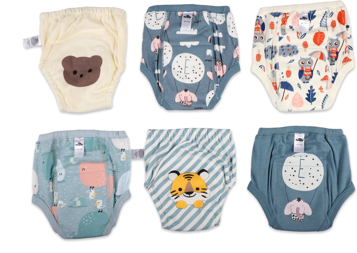 Bummy - Zindelijkheidsbroekjes - Oefenbroekjes zindelijkheid - 6 Stuks - Maat L (14,5-17kg) - Trainingsbroekjes - Wasbaar & Waterdicht - Zacht Premium Katoen - REACH-getest