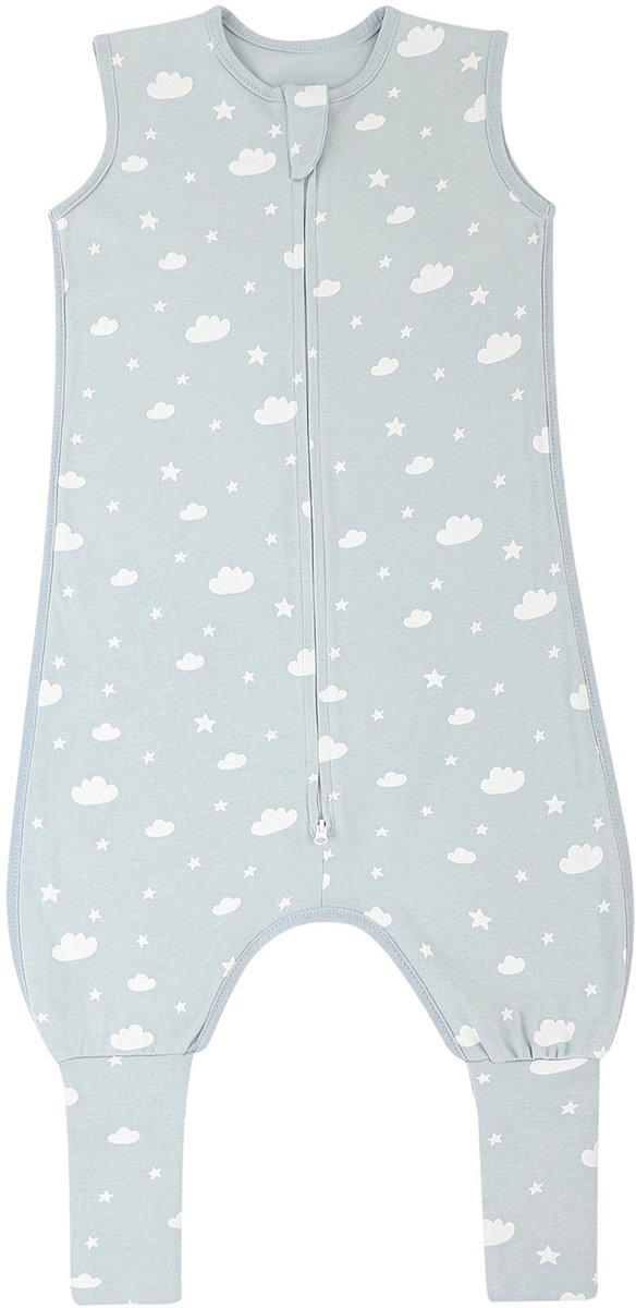 Topmelon Baby zomer slaapoverall jumper -Slaapzak Met Pijpjes - Katoen Blauw Geschikt voor lengte 90-100cm