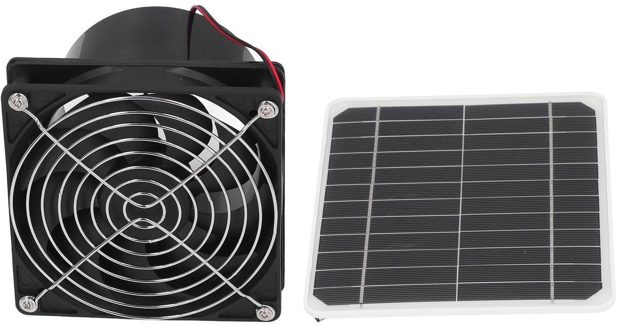 OmGoods - Dailygoody - Afzuigventilator op Zonne-energie - Ventilatieventilator - Duurzaam en Efficiënt - 6,5 Inch - Voor Verwijderen van Geur - Geschikt voor H...