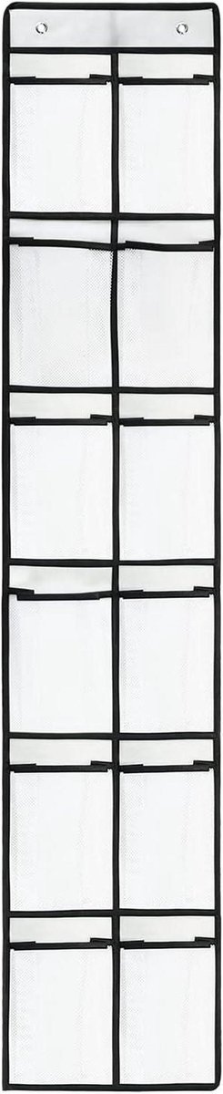 Hangende Organizer - Opbergtas Deur - Ruimte Besparen - 12 Gaasvakken - 30 x 150 cm - Wit