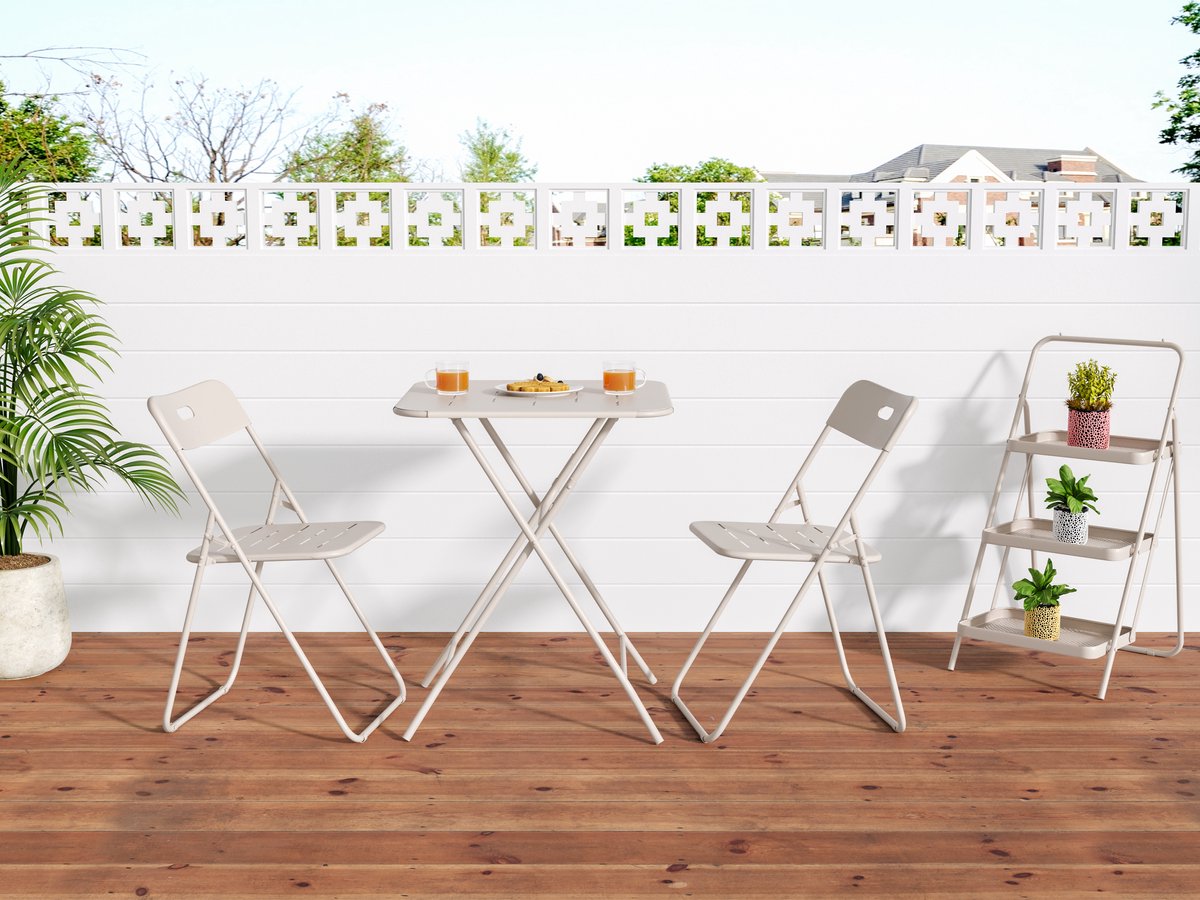 Zubaliya Bistro Set - 3-delig Beige - Klapbaar & Lichtgewicht - Weerbestendig