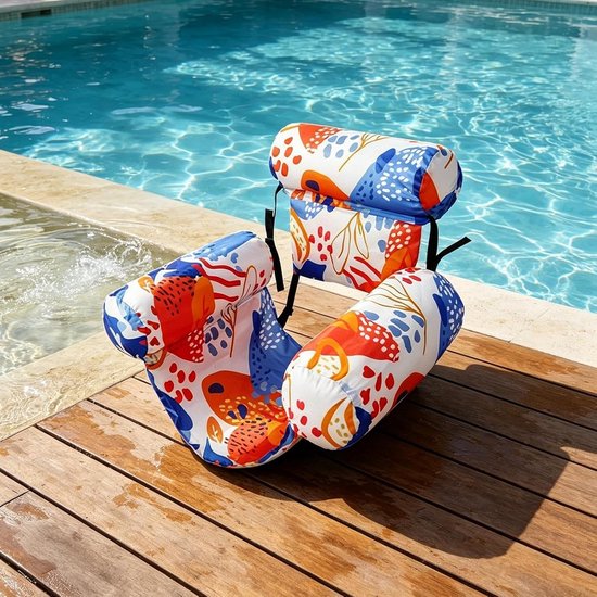 Opblaasbare Zwembad Drijver - Ligstoel Vlotbed - Water Ontspanning - Verstelbaar Ontwerp - 90x40.5x61 cm - Oranje — afbeelding 2