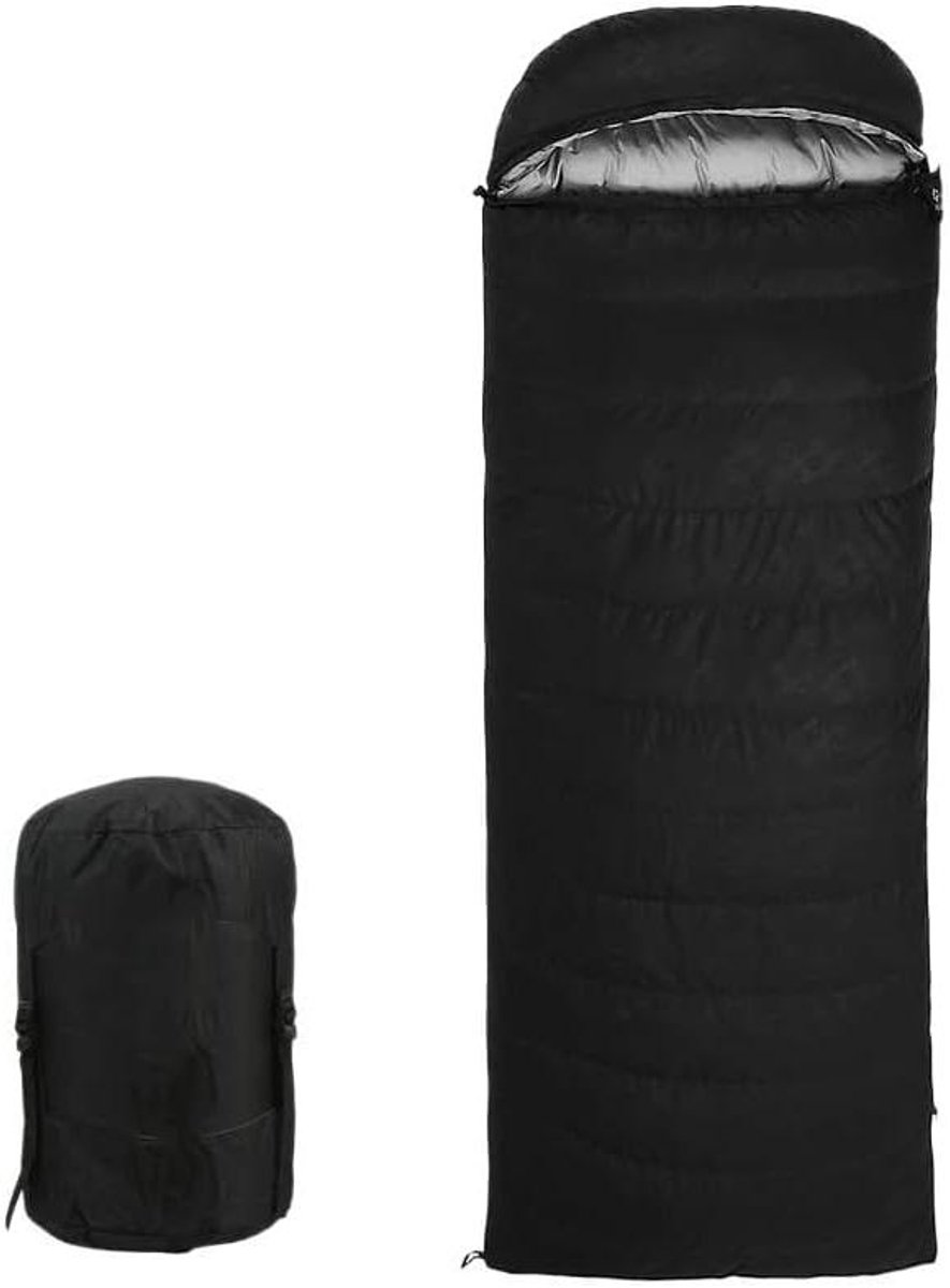 Lichtgewicht Slaapzak - Compacte Slaapzak - Buiten Wandelen - Geïsoleerde Warmte - One Size - Zwart