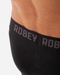 Détail de la ceinture élastique noire avec logo Robey.
