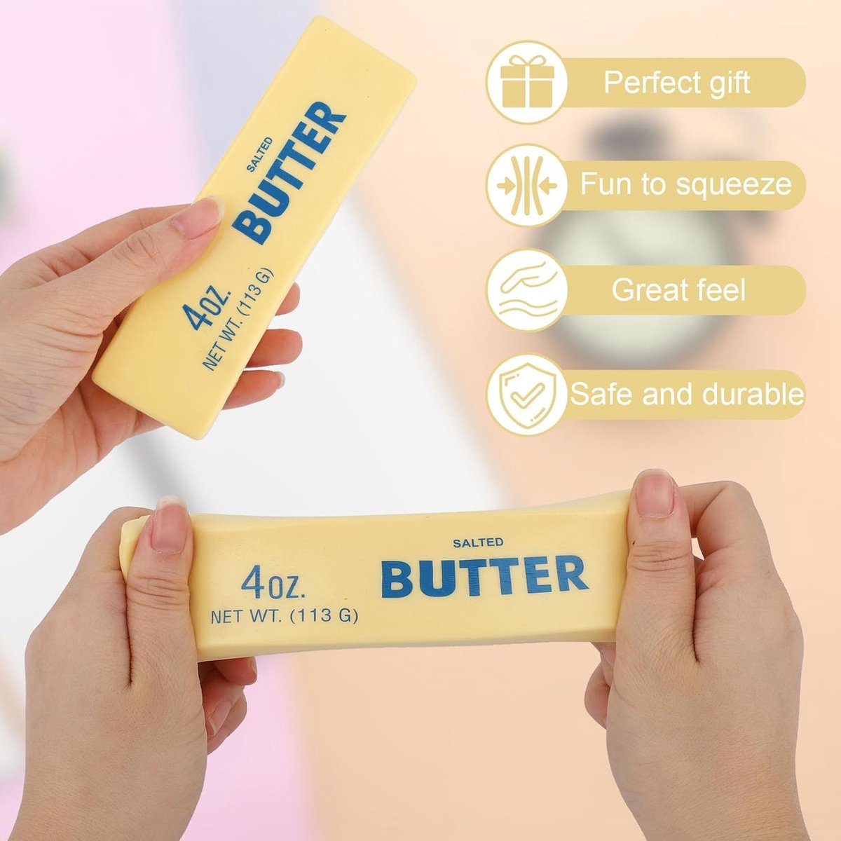 2PCS Butter Squishy Fidget Toys, Stress Relief Toy, Flexibel 2PCS Butter Squishy Fidget Toys, Stress Relief Toy, Flexibel