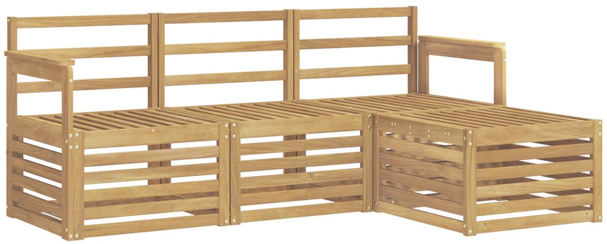 vidaXL Buiten - bank - set - 4 - st - Wit - Massief - Acacia - Hout
