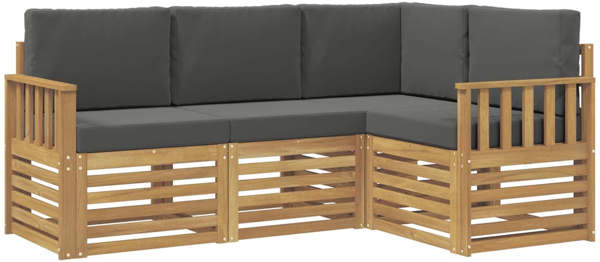 vidaXL Buiten - bank - set - 4 - st - Wit - en - antracietkleurig - Polyester Wit en antracietkleurig