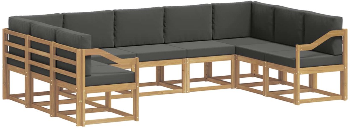 vidaXL Buiten - bank - set - 9 - st - 9-zits - Wit - en - antracietkleurig Wit en antracietkleurig
