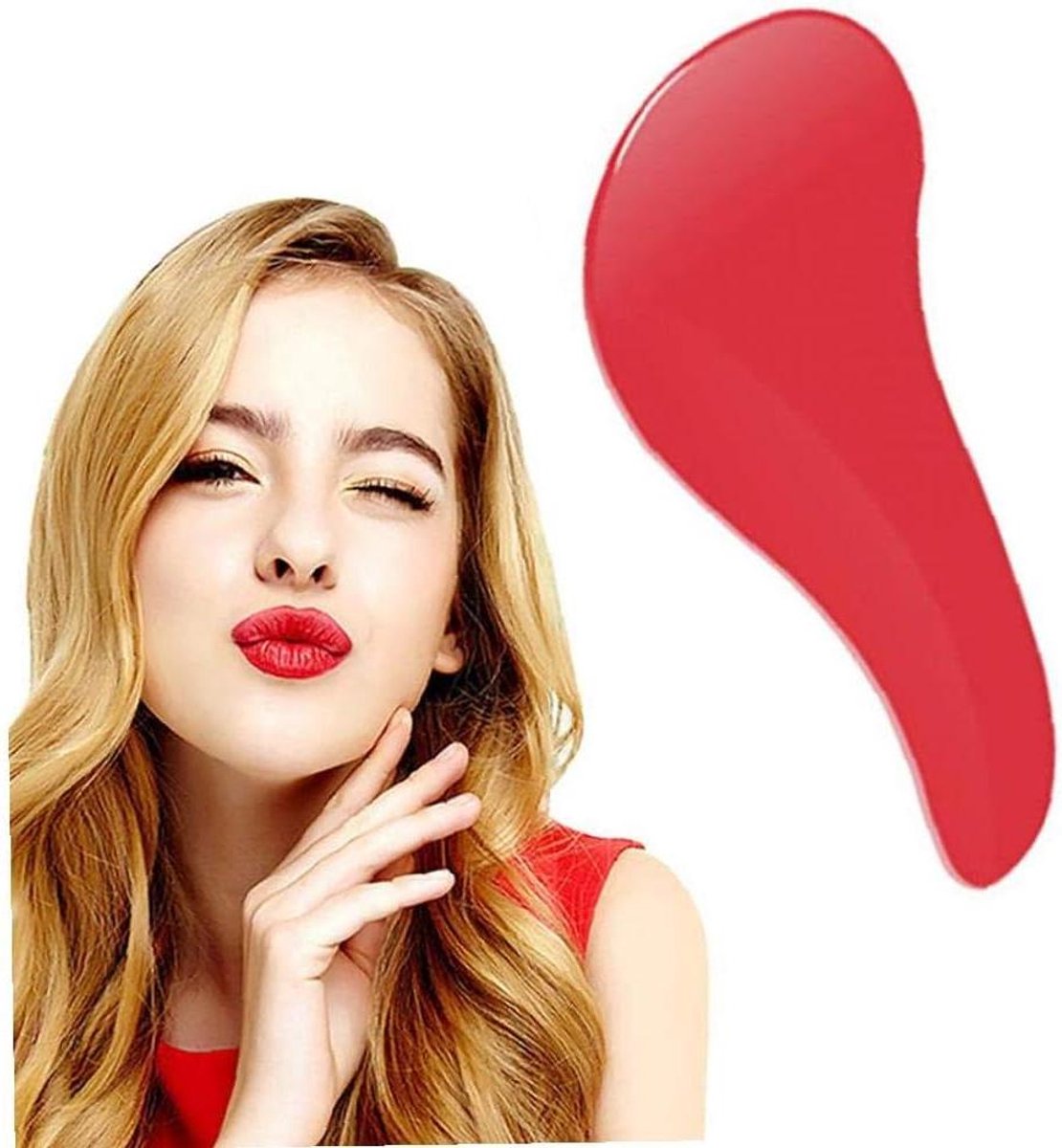 Ontklittingsborstel Haar - Haarkam Stylingtool - Haar Ontklitten - Pijnloze Borstelharen - 15 cm - Rood