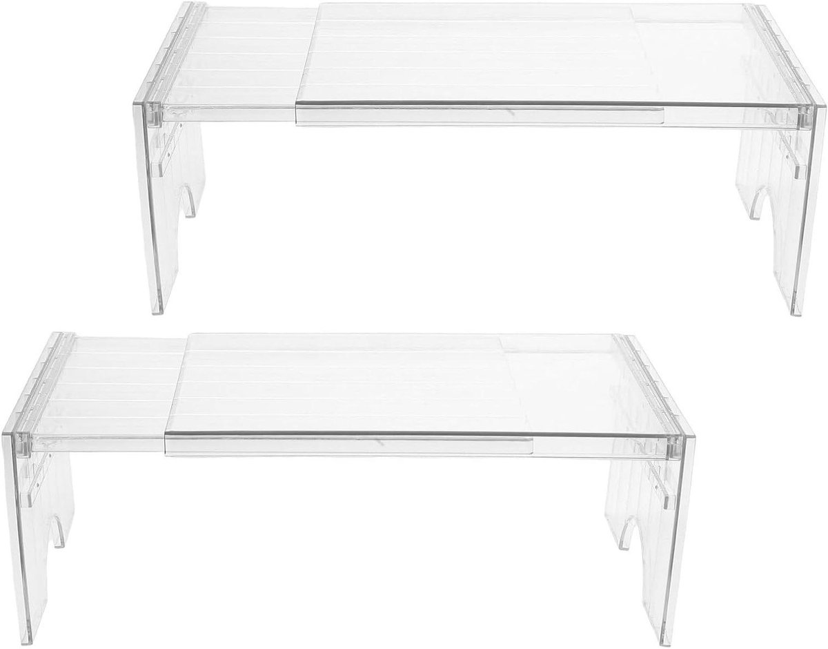 Koelkastplank Verhoger - Vrieskast Organizer - Keuken Organiseren - Uitschuifbaar Ontwerp - 30x20x12.5cm - Transparant