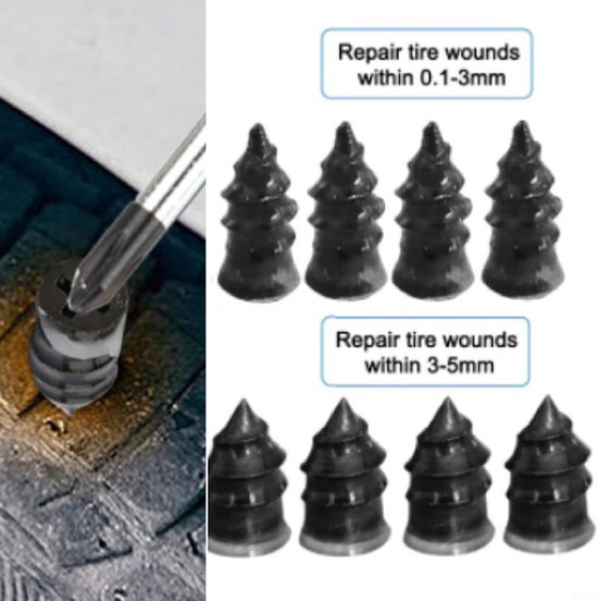 Tubeless Bandenreparatieset - Rubberen Nagels - Band Repareren - Hoge Temperatuurbestendig - 8 stuks - Zwart — afbeelding 5