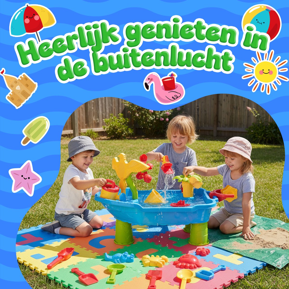 KidzKraze® Watertafel M - Buitenspeelgoed – Watertafel - Sensorisch Speelgoed - Activiteiten Tafel – Waterbaan - Zandtafel Voor Kinderen - Waterspeeltafel Speelgoed - Incl. Accessoires — afbeelding 2