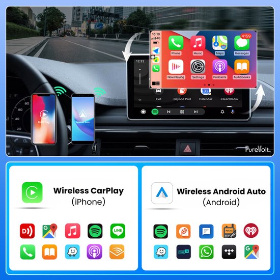 Purevolt. Draadloze Carplay Android Auto Adapter - Wireless - Smart Mini Box - Dongle - Bluetooth -Wifi - Fast Connect - Plug En Play - Box voor OEM Bedrade CarPlay van Purevolt — afbeelding 2