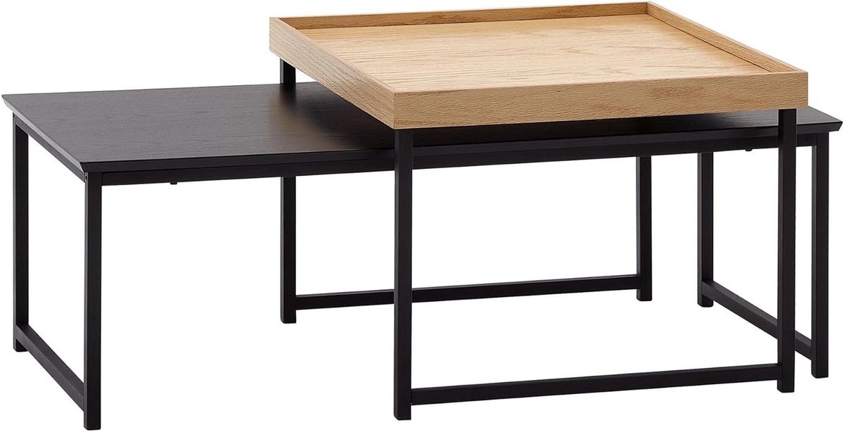Set salontafels - Bijzettafels Nesttafels - Woonkamer Inrichten - Twee verschillende vormen - 110 x 48 x 37 cm