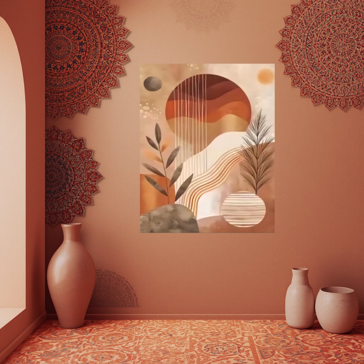 MET FRAME - Paint by numbers – schilderen op nummer – DIY decoratie – Abstract landschap – Earth Rhythm I — afbeelding 3