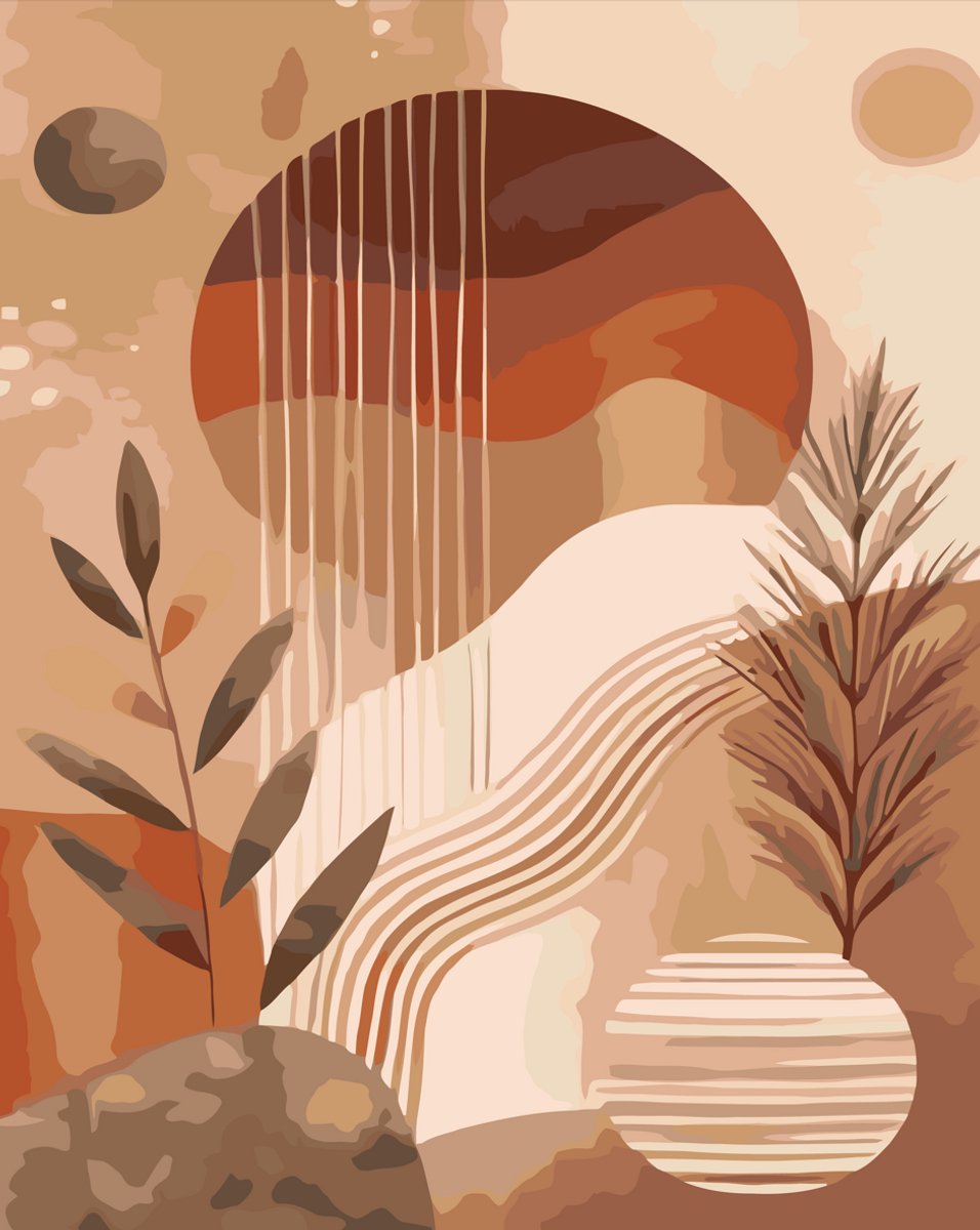 MET FRAME - Paint by numbers – schilderen op nummer – DIY decoratie – Abstract landschap – Earth Rhythm I