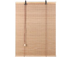 Bamboe Romeinse jaloezieën - Bamboe rolgordijn zonwering - Raambekleding binnen buiten - Natuurlijk bamboe materiaal - W120xH240cm - Natuurl