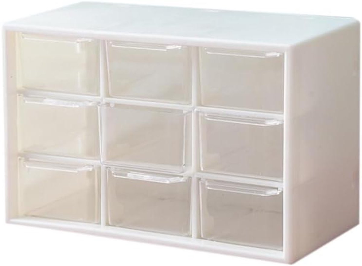 Cosmetische Opbergdoos - Lade Organizer - Bureau Ordenen - 9 Verwijderbare Laden - 18 x 9.7 x 11.7 cm - Wit