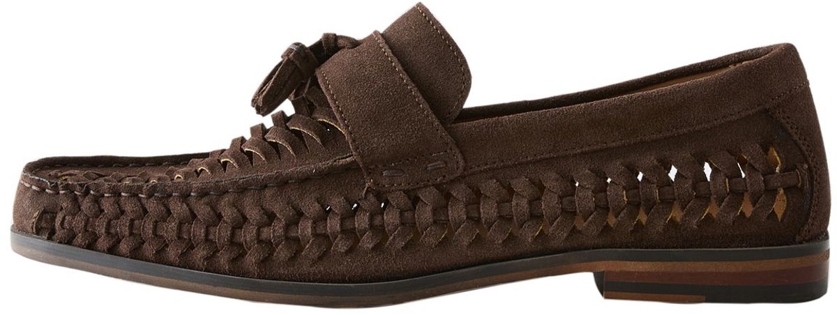 Next - Heren - Leren geweven loafers - Bruin