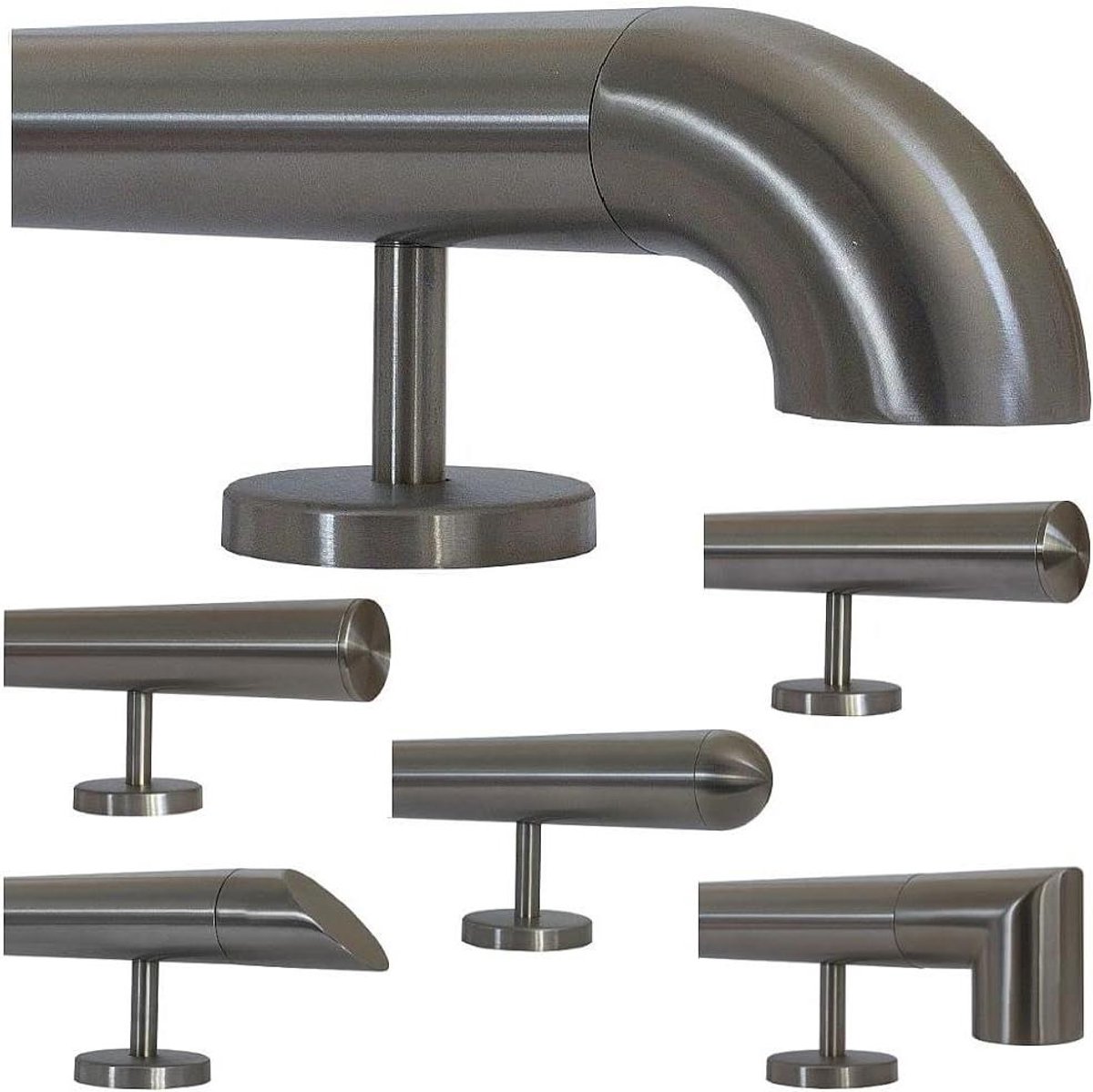Roestvrijstalen Leuning - Trapleuning RVS - Veilig Traplopen - Rechte Houder Boog - 60 cm - Zilver