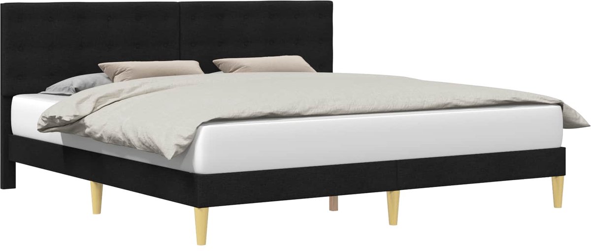 vidaXL - Bedframe - met - hoofdeinde - Zwart - 180 - x - 200 - cm - Stof