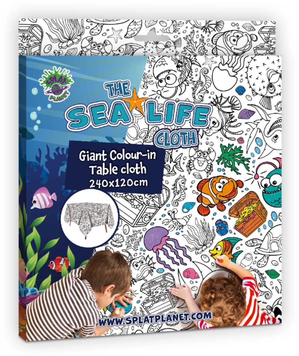 Splat Planet Kleur je eigen Tafelkleed Zeeleven 240 × 120cm