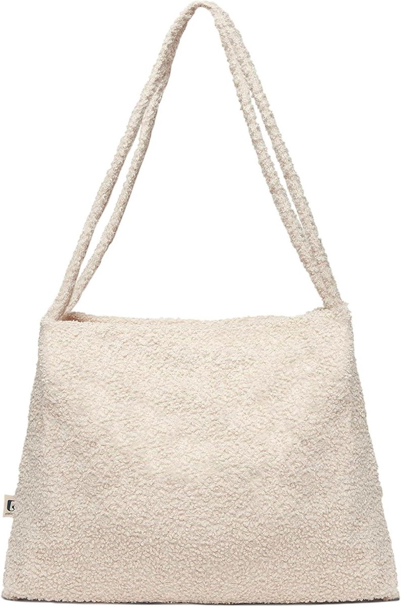 Luiertas shopper - Mom-bag shopper - Babyverzorging - Bouclé stof - 24 x 43 cm - Biscuit