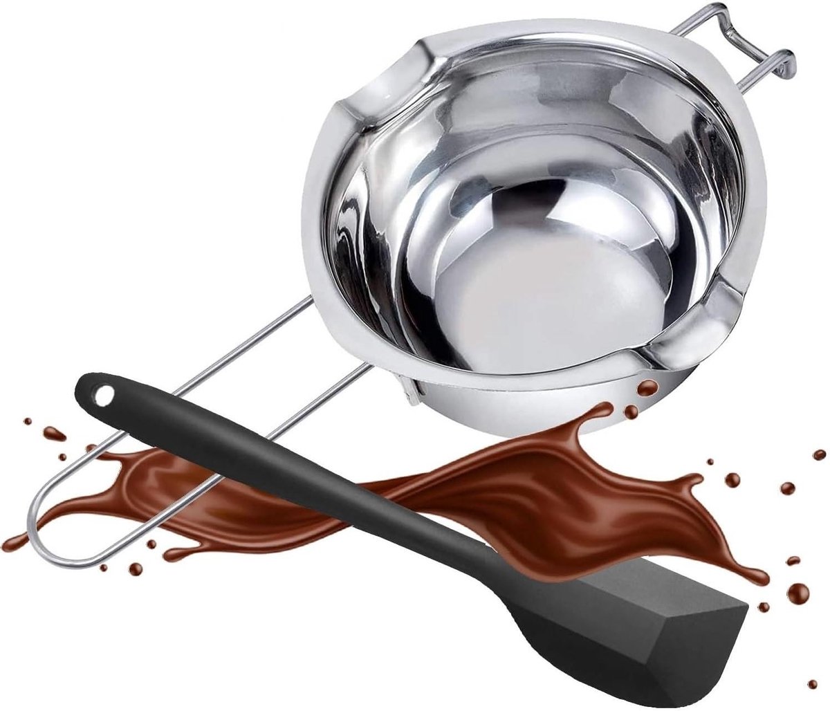 Dubbele boiler met gietopening, roestvrijstalen waterbadpot voor smelten van chocolade, bo