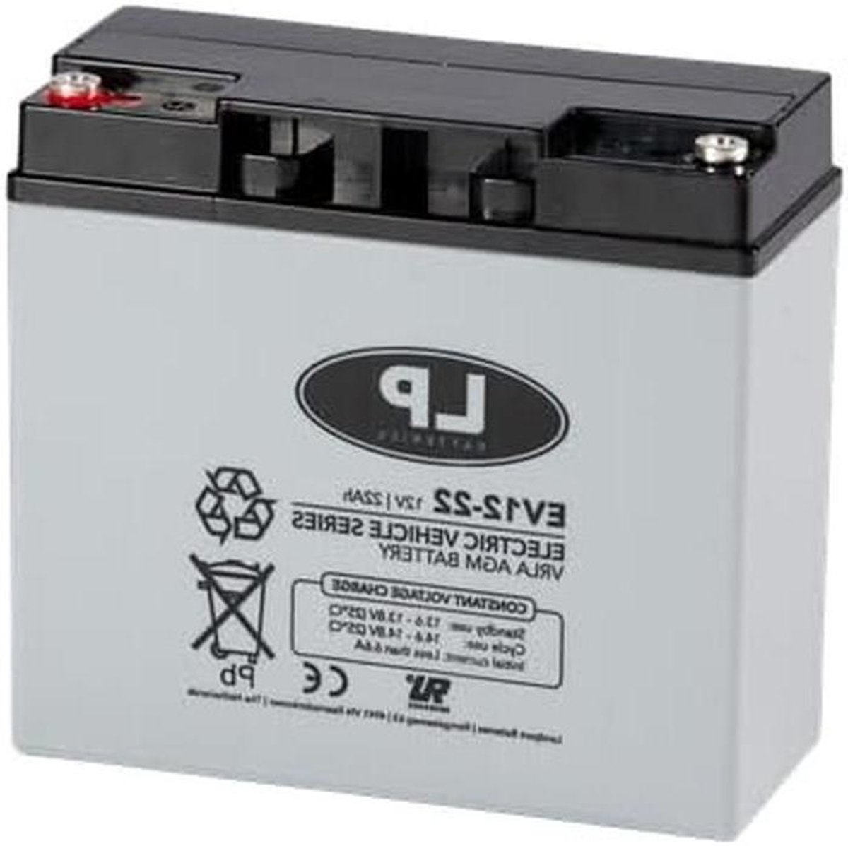 12V 22Ah Accu - Oplaadbare Batterij - Intensieve Toepassingen - Hoge Cyclusstabiliteit - 181x77x167mm - Zwart