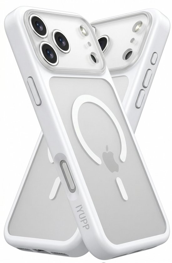 Coque IYUPP compatible avec iPhone 17 Pro - Compatible MagSafe - Coque arrière antichoc - Blanc Transparent