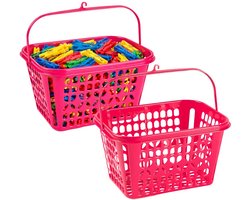 Plasticforte Knijpermandje - 2x - fel roze - 20 x 25 cm - kunststof - wasknijpertasje / knijperzakje