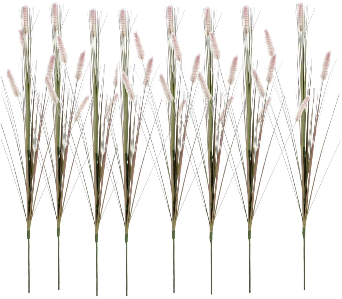 Mica Decorations 8x - Rietgras/pluimgras kunstplant losse steel - takken - groen/paarse pluimen - 84 cm Multi