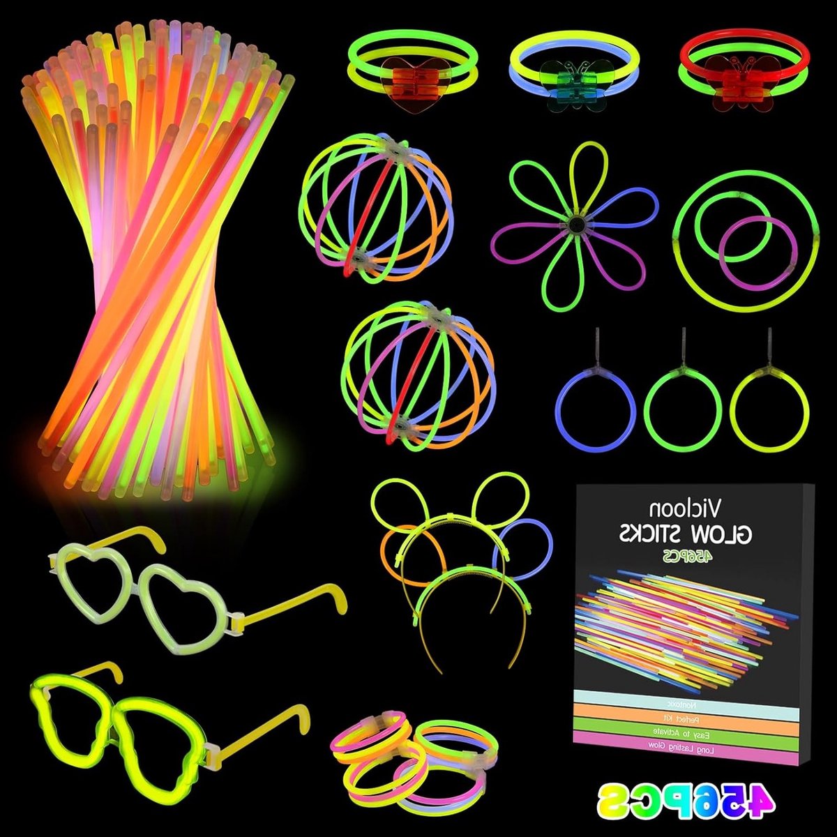 456 Stuks Fluorescerende Glow Sticks met Connectoren voor Armbanden en Kettingen voor Feesten en Carnavalsdecoratie
