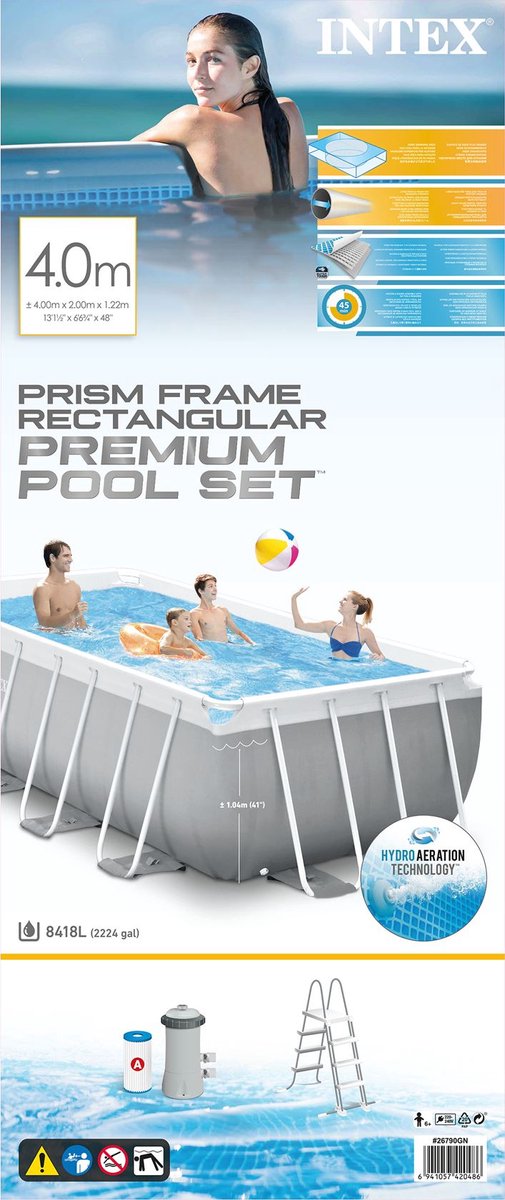 Intex Prism Frame kit piscine avec pompe de filtration - 400 x 200 x 122 cm