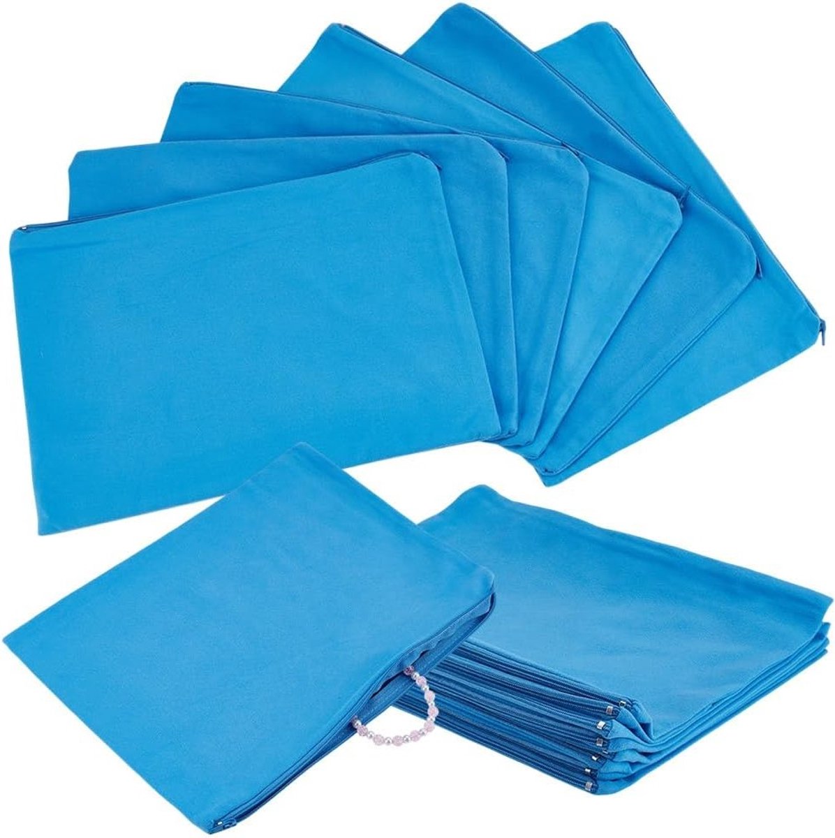 10 Stuks Zipper Tassen voor Sieradenopslag, 8.7x12 Inch Microfiber Beschermtassen voor Oorbellen, Armbanden en Ringen, Blauw