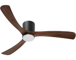 Plafondventilator met Lamp - Kingtron Velvet - Aanpasbare Lichtkleur 3000K-4000K-6500K - Afstandsbediening - Zwart/Bruin