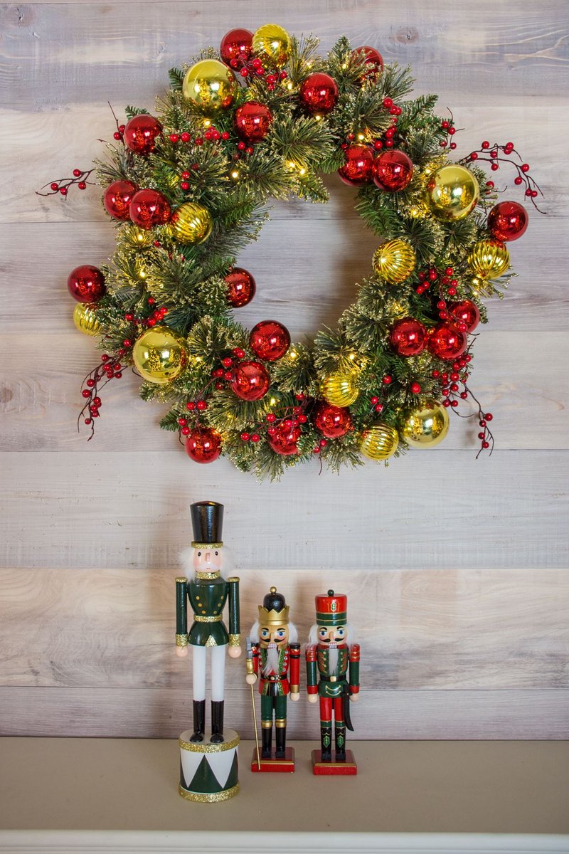 Kerstkrans | Dakota Wreath | ⌀ 61 cm | LED op batterijen