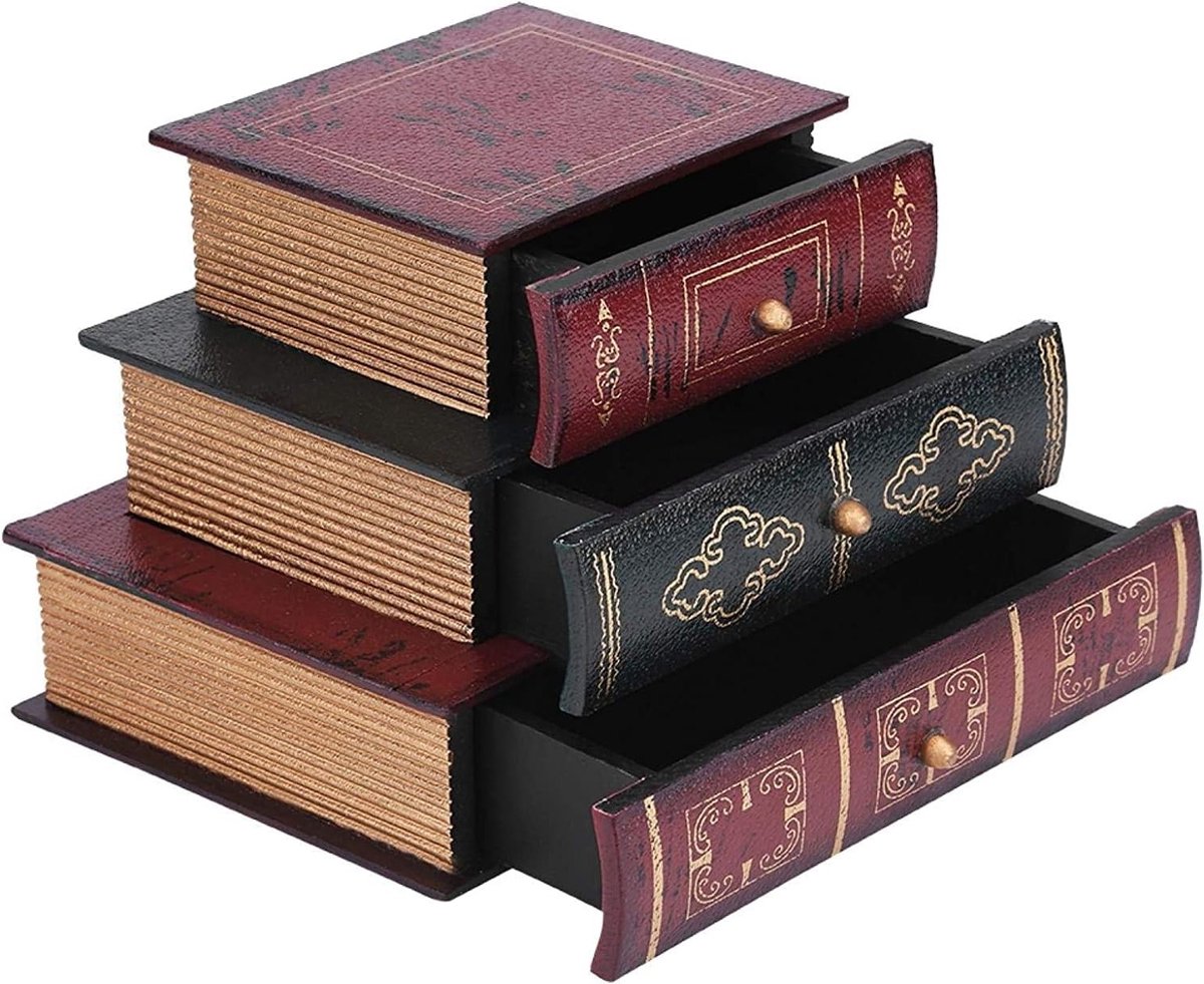 Decoratieve Houten Opbergdoos met Lades - Vintage Boekopslag voor Thuis en Kantoor, Boekensteunen en Boekenkast Accessoires