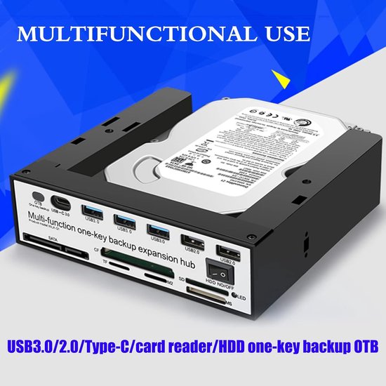 Externe Harde Schijf Dock - HDD Station Lezer - Data Back-up Maken - Alles-in-één Kaartlezer - 2.5 & 3.5 Inch — afbeelding 2