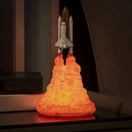 Ruimteverlichting Nachtlampje - 3D Print Lamp - Decoratie Thuis - Raket Vorm - 28 cm - Rood — afbeelding 5