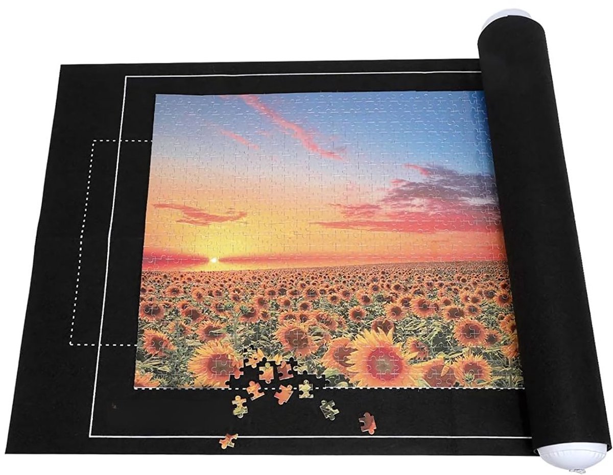 DnA® Puzzelmat - Puzzelmap - Puzzelmat 1000 Stukjes - Puzzelkoffer - Puzzelplaat - Zwart - 80cm x 115cm x 1cm