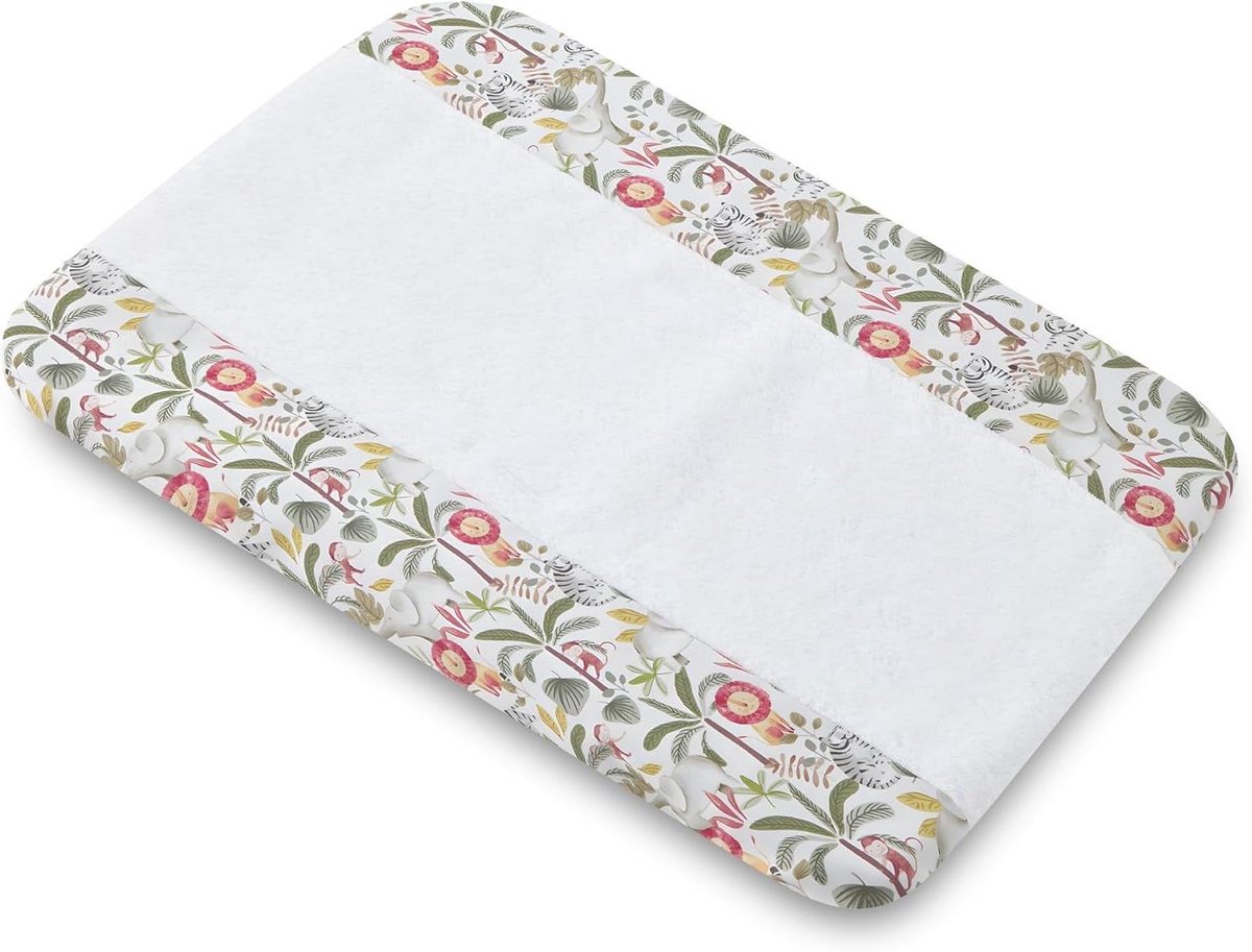 Aankleedmat baby - Verschoningsmat - Baby verzorgen - Waterdichte badstof - 50 x 80 cm - Safari jungle