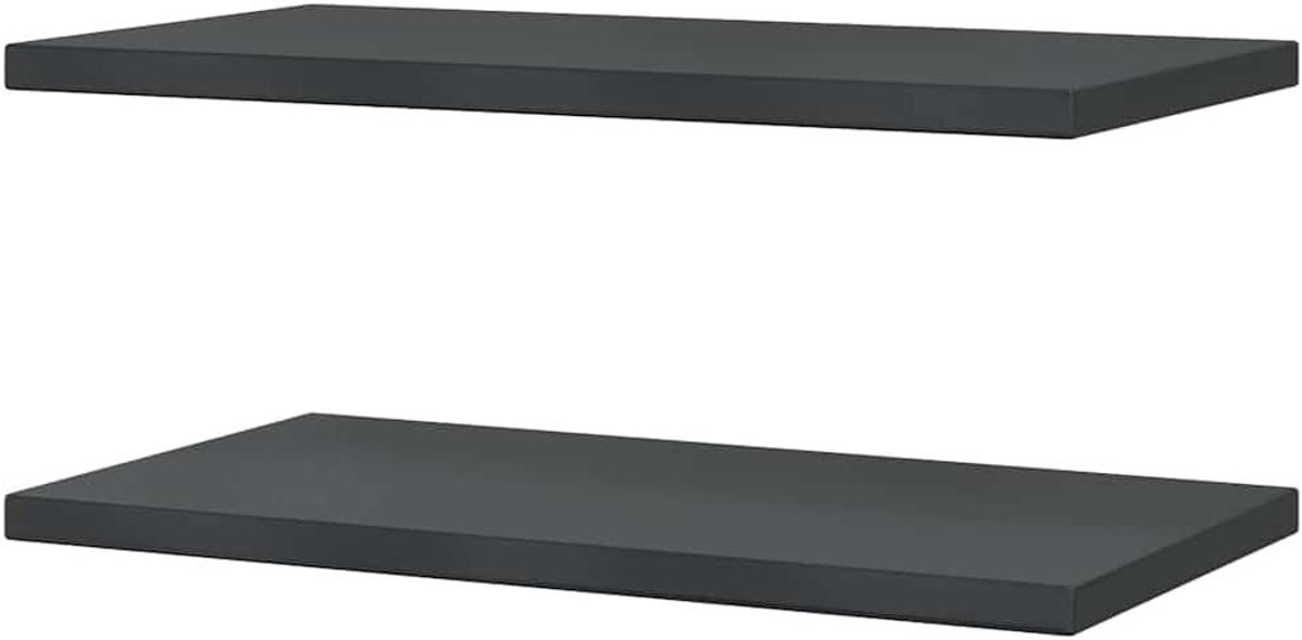 Wandschappen 2 st - Muurplank rekje - Spullen opbergen - Roestvrij staal - 75x40 cm - Zwart