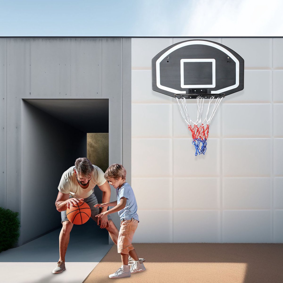 Basketbalbord Wandgemonteerd 72,39 X 45,72 Cm Pe En IJzer Zwart Met Basketbalring En Net Voor Binnen En Buiten Gebruik