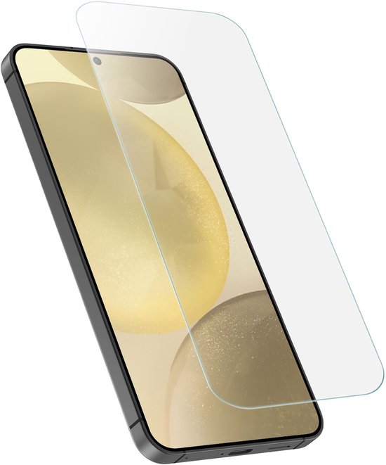 Een transparant glas voor een smartphone, dat de randen van het scherm bedekt.