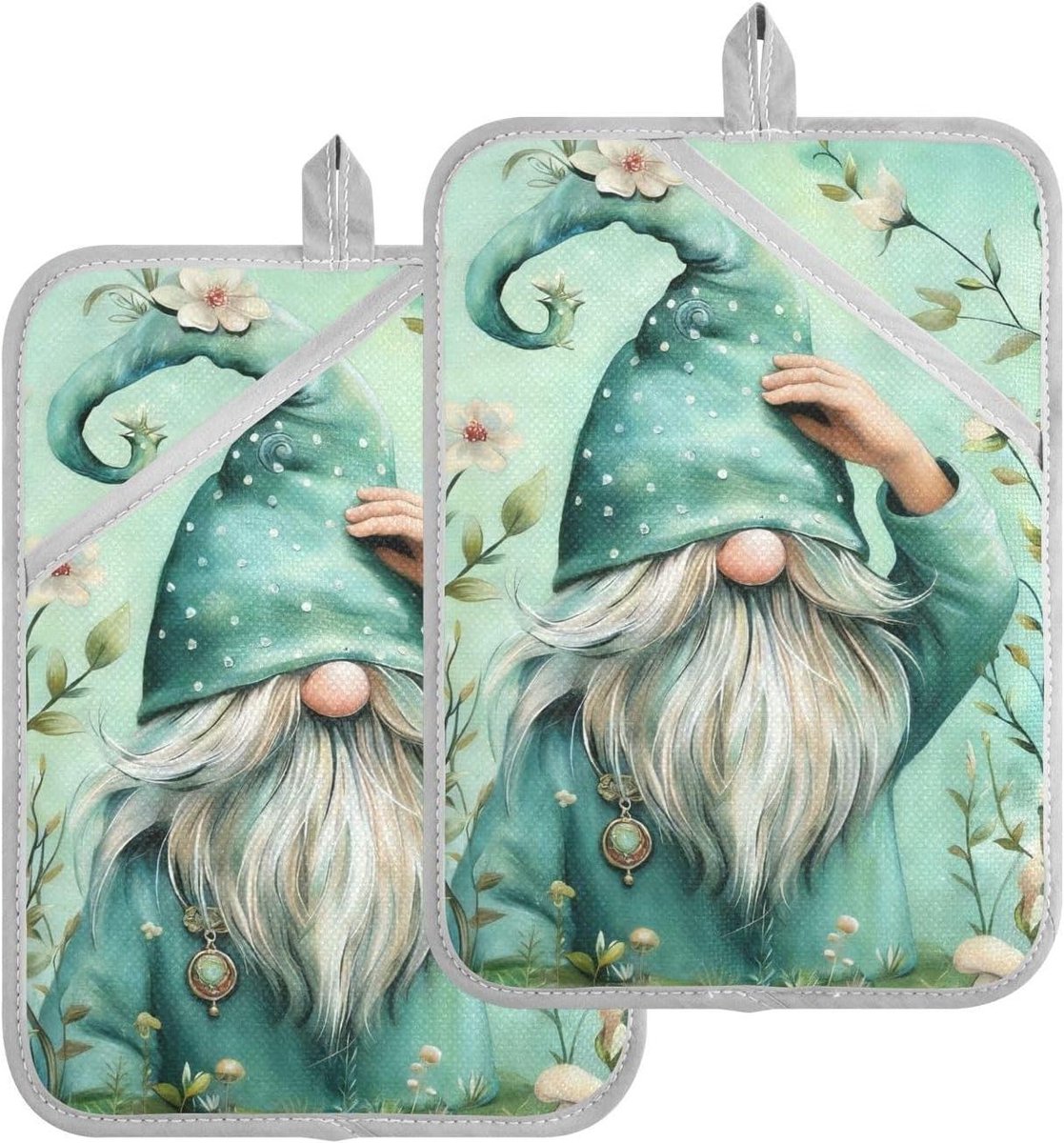 Pannenlappen Set - Ovenwanten Keuken - Veilig Koken - Hittebestendige Voering - 2 Stuks - Mintgroen