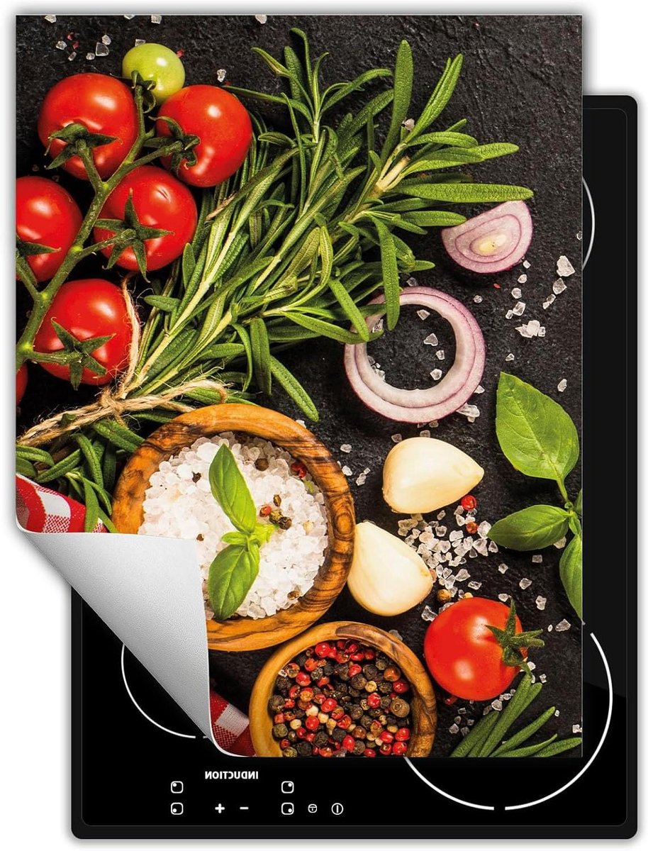 Afdekplaat fornuis - Kookplaat beschermer - Keuken organiseren - Extra werkruimte - 40x52 cm - Specerijen tomaat