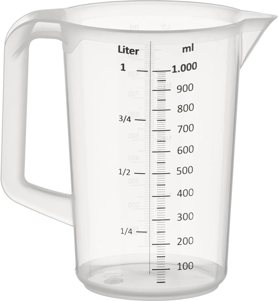 Kunststof maatbeker, ø12cm, inhoud 1 liter, set van 2 stuks
