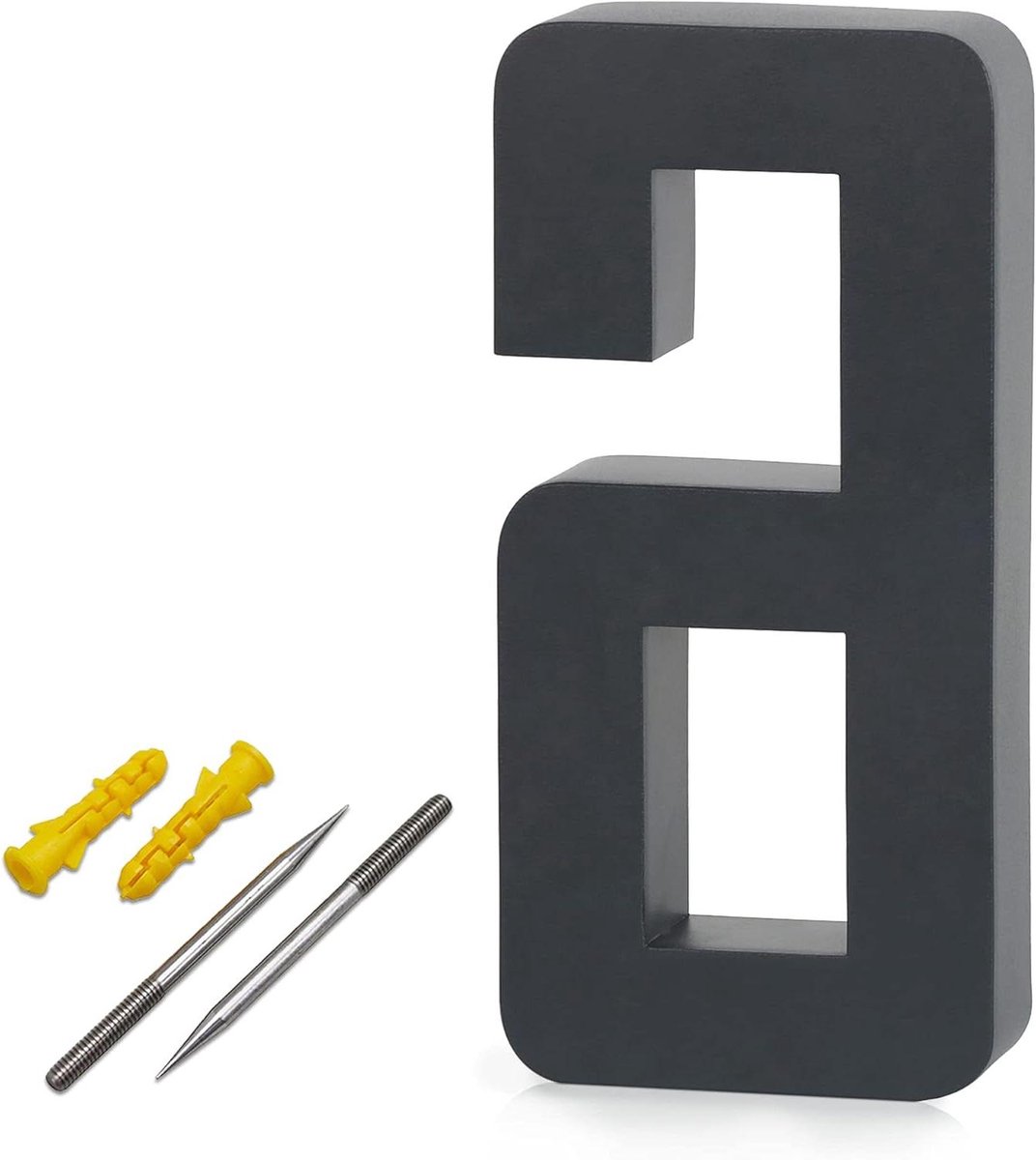 Huisnummer 6 - Roestvrij nummer - Huismarkering - Weerbestendig V2A staal - 20 cm hoogte - Antracietgrijs